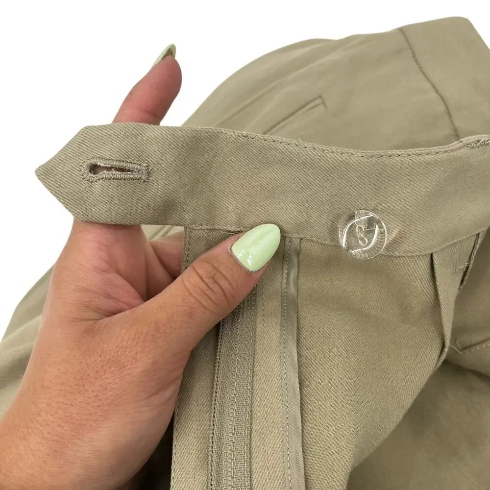 LAFAYETTE 148 NEW YORK Chino Dress Pants Green Clay Pleated Pockets Sz 14 NEW - Picture 5 of 16